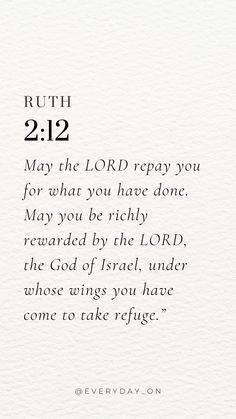 a white card with the words, ruth 2 12