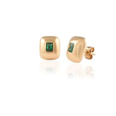 This pair of earrings is set in 14K Yellow Gold, studded with green emeralds. An ideal gift for your loved ones. -Material - 14K Solid Yellow Gold -Gemstone - Natural Emerald -Gemstone weight - 0.710 ct -Gross weight - 6.0 grams Wearing an emerald stone, also known as panna or zammrud brings in intellectual progress. Natural intelligence and intellect is the domain of Planet Mercury and enhancing this planets power brings in better understanding of life, a balanced perspective and better ability Modern Emerald Gemstone Earrings, Formal Emerald Earrings With Birthstone, Formal Emerald Birthstone Earrings, Green 14k Gold Earrings For Formal Occasions, Modern Green Earrings For May Birthstone, Modern Green May Birthstone Earrings, Formal Green 14k Gold Earrings, Modern Green Earrings For Anniversary, Green Gemstone Earrings In 14k Gold