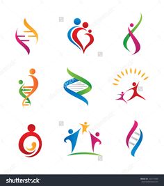 abstract logo design elements for people and health care, including an image of a man with a