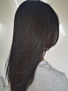 Long Dark Hair Layers Straight, Black Straight Hair Layers, Asian Haircut Long Straight Black Hair, Medium Length Black Hair With Layers And Curtain Bangs, Summer Haircuts For Long Hair, V Shaped Hair, Haircut V Shape, Hair Long Brown, Black Hair Layers