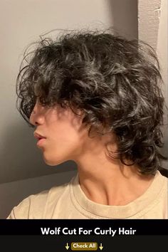 Curly Hair Wolf Cut Men, Wolf Cut Men Curly, Curly Wolf Cut Men, Asian Wolf Cut, Side Parted Hairstyles, Parted Hairstyles, Men Wolf Cut, Wavy Wolf Cut, Curly Wolf Cut