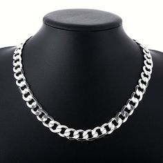 The main picture presents 9.2mm Curb chain *    100% genuine sterling silver stamped 925 *    Great gifts for boys, son, boyfriend, husband, friends, family or  for someone special *    Quick dispatch within 1 day You can choose the various lengths of NECKLACE. Suitable for sensitive skin and allergy-prone skin. Will not irritate skin or cling to clothing   Our main focus is to provide our customers with trendy and quality products at affordable prices. Our items are sold for around 50% OFF the original retail price, thereby making every item you purchase from us a bargain.   Many shapes look on our store. Easy functioning clasp. Robust and strong links.   1.  Material: solid genuine sterling silver 925 2.  Size: Various 3.  Length: Various 30 days return or money back guaranteed   At Viol Silver Cuban Link Necklace With Figaro Chain As Gift, Silver Cuban Link Necklace With Curb Chain For Anniversary, Silver Cuban Link Chain Necklace For Anniversary, Anniversary Silver Cuban Link Chain Necklace, Silver Sterling Cuban Link Necklace With Figaro Chain, Silver Figaro Chain Necklace For Anniversary, Silver Curb Chain Necklace For Anniversary, Silver Chain Link Necklace For Anniversary, Figaro Chain Men