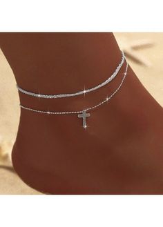 Color:Silvery White;Package Contents:2 X Anklets;Occasion:Sport; Silver Adjustable Anklets For Spring, Adjustable Silver Anklets For Spring, Trendy Silver Anklets For Summer, Trendy Silver Anklets For Party, Fashion Rings, Anklets, Mother's Day Gifts, Binding, Mothers Day