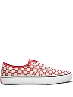 red/white cotton all-over logo print checkerboard print raised logo detail round toe front lace-up fastening rubber sole Waffle outsole These styles are supplied by a premium sneaker marketplace. Stocking only the most sought-after footwear, they source and curate some of the most hard to find sneakers from around the world. Sneakers Looks, Vans Shop, Vans Old Skool Sneaker, Vans Shoes, Sneakers White, Vans Sneaker, Logo Print, Womens Shoes Sneakers, Low Top