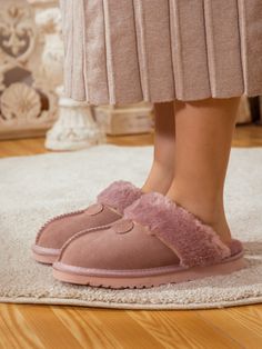 Dusty Pink Suede Slippers, Designer Slippers, Hello Autumn, Soft Suede, Dusty Pink, Knit Sweater, Rubber Sole, Knitted Sweaters, Indoor Outdoor