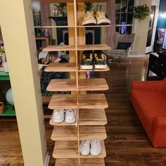 there is a shoe rack in the living room