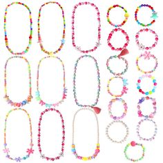 PRICES MAY VARY. QUANTITY - A total of 22 little girls jewelry, including 9 sets necklace and bracelet combinations, 13 pcs bracelets. MATERIAL - Toddler jewelry are made of wooden and plastic. they are easy to wear. The bright and cute colors will make children more lovely. USAGE - There are many usages about the toddler necklace and bracelets set. The costume jewelry for kids suitable for any color of clothes, you can let your kid wear it no matter traveling or attending wedding or party. GIFT Bracelet Combinations, Toddler Necklace, Toddler Jewelry, Bracelet For Kids, Jewelry For Kids, Play Dress Up, Princess Necklace, Pretend Play Toys, Toddler Costumes