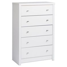 a white chest of drawers with flowers on the top and bottom, against a white background