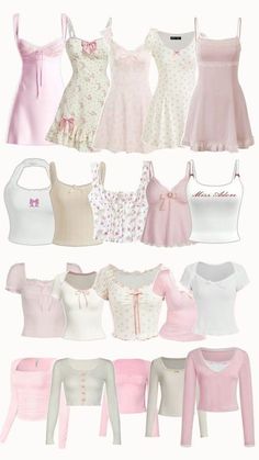 many different types of dresses and bras