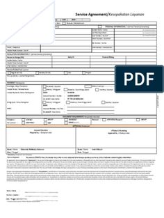 the service agreement form is shown