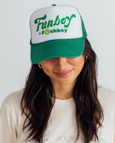 Funboy Merch - Funboy greater than green trucker hat Green Trucker Hat For Summer Streetwear, Trendy Green 5-panel Hat, Green Trucker Snapback Hat, Green Trucker Hat Snapback Style, Playful Green Snapback Baseball Cap, Green Snapback Trucker Hat, Green Novelty Baseball Cap, Retro Green Trucker Hat, Trendy Green Trucker Hat