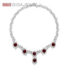 Brand:GIGAJEWE® Product Name:GIGAJEWE Total 89.02ct Plated 18K White Gold Necklace Red and white Pear and Cushion cut Moissanite Necklace ,Gold Necklace,Women Gifts Main Stone Material:Moissainte Stone  item:Red moissanite necklace one piece Shape:round cut ,marquise cut ,pear cut ,cushion cut Color: Red Color and white D color Red stone:30ct white stone:59.02ct Total:89.02ct Customization:Can select different kinds of gemstone for customization Luxury Ruby Bridal Necklace, Luxury Red Bridal Necklace For Anniversary, Luxury Red Diamond Bridal Necklace, Elegant White Ruby Necklace, Luxury Red Bridal Necklace For Formal Occasions, Luxury Bridal Necklace In Red Cubic Zirconia, Luxury Red Cubic Zirconia Bridal Necklace, Luxury Red Bridal Necklace With Cubic Zirconia, Luxury Red Bridal Necklace Gift