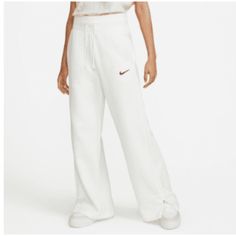 Women's High-Waisted Wide-Leg Sweatpants Sail/Black Size Xl (1618) Style Dq5615-133 Nike Fitted Bottoms For Loungewear, Fitted Nike Cotton Bottoms, Fitted Cotton Nike Bottoms, Nike Casual Wide Leg Bottoms, Sporty High-waisted Pants, Nike Full Length Cotton Bottoms, Fitted Cotton Nike Pants, Fitted Nike Cotton Pants, Nike Relaxed Wide Leg Bottoms