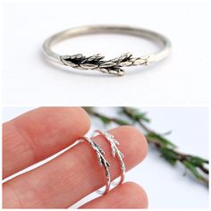 A super delicate branch cast in sterling silver is used to create this dainty little ring The branch is soldered to a round sterling silver wire for super delicate and comfortable little ring to wear. You can select your favorite finish: - Shiny silver - Oxidized and polished -Oxidized and brushed (matte) Made to order in your size in 3 to 5 business days. See more nature inspired rings here: https://www.etsy.com/ca/shop/LucieVeilleux?ref=seller-platform-mcnav&section_id=10407626 And the entire Botanical Ring, Nature Inspired Rings, Branch Ring, Precious Metal Clay, Dream Jewelry, Shiny Silver, Pretty Jewellery, Ring Silver, Silver Wire