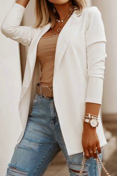 Outfit Mit Blazer, Mode Tips, Ladies Blazer, Lightweight Blazer, Long Sleeve Blazers, Casual Blazer