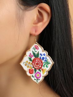 Mexican Accessories Women, Otomi Earrings, Mexico Earrings, Tin Jewelry, Mexican Earrings, Embellished Fashion, Titanium Earrings, Watches Women Fashion, Earrings Wedding