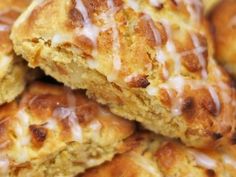 a close up view of some delicious looking pastries