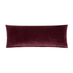 the burgundy velvet pillow is shown on a white background