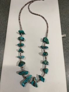 The real deal from Kingman mine in AZ.  All natural and some of the best Turquoise there is on the planet.  Made in the Southwest United States. Southwestern Turquoise Chrysocolla Necklace, Southwestern Turquoise Gemstone Necklace For Healing, Artisan Turquoise Stones Necklace, Turquoise Chrysocolla Stone Necklace, Turquoise Chrysocolla Necklace With Stones, Kingman Turquoise, Pendant Necklaces, All Natural, Turquoise Necklace