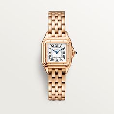 CRWGPN0006 - Panthère de Cartier watch - Small model, quartz movement, rose gold - Cartier Cartier Gold Watch, Bracelet Or Rose, Cartier Watches Women, Cartier Gold, Cartier Panthere, Gold Watches Women, Paris Mode, Cartier Watch, Classy Jewelry