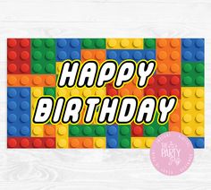 a birthday card with lego blocks and the words happy birthday