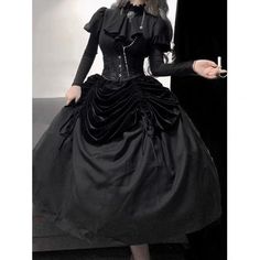 BLACK LONG GOTHIC LOLITA DRESS - VELVET GOTHIC BALL GOWN PLUS SIZE - WonderlandByLilian Gothic Ball Gown, Ball Gown Plus Size, Gown Silhouette, Plus Size Cosplay, Gothic Wedding Dress, Gown Plus Size, Velvet Gown, Gothic Dress, Modest Wedding Dresses