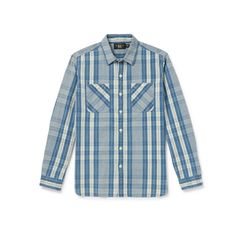 Ralph Lauren's RRL label regularly pays tribute to classic American workwear. This 'Farrell' shirt is cut from soft, checked cotton and has double chest pockets. For the truest styling, team with denim and layered open over a tee. Plaid Cotton Shirt With Button Closure, Plaid Relaxed Fit Yarn-dyed Shirt, Plaid Yarn-dyed Shirt Relaxed Fit, Plaid Yarn-dyed Shirt With Relaxed Fit, Plaid Yarn-dyed Relaxed Fit Shirt, Cotton Flannel Shirt For Casual Gatherings, Cotton Casual Flannel Shirt For Gatherings, Cotton Casual Flannel Shirt, Plaid Cotton Shirt With Pockets