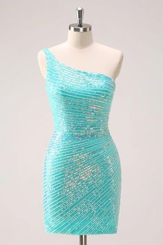 Wedtrend Women Sparkly Mint Tight Homecoming Dress with Sequins One Shoulder Short Cocktail Dress – WEDTREND Teal Sparkly Dress, Tight Hoco Dress, Mint Homecoming Dresses, Teal Homecoming Dresses, Tight Homecoming Dress, Special Event Outfit, Short Graduation Dresses, Lovely Partner, Hoco Dress