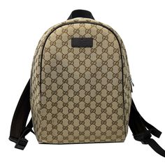 Gucci Brown Monogram Canvas Travel Backpack Brand - Gucci  Model - Monogram Canvas Backpack Size - Medium Material - Canvas Color - Brown Date Code - 449906 493075** Size- 10"W x 14"H x 6"D Outside - No rips or tears- wear consistent with age -check pictures Inside - Stained Inside, No rips or tears Corners - No scuffing  Includes - Backpack ONLY  Sku- 11627-2 Backpack Brands, Gucci Models, Canvas Backpack, 6 D, Travel Backpack, Vintage Accessories, Monogram Canvas, Sling Backpack, Bag Accessories