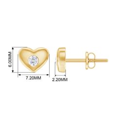 Product Details These Classic Heart Shaped Stud Earrings are a timeless addition to any jewelry collection. The petite design features a small round diamond set in a flush setting at the center. Crafted in Gold, these earrings are perfect for any occasion. Product Information SKU SHP-EARRINGS052015352 Length 5.8 mm Width 7.1 mm Height 2 mm Weight 1.29 gm (Approximate) DIAMOND INFORMATION No.of Stones 2 Pieces Total Weight 0.50 Carat (Approximate) Dimension(approx) Round-4X4 mm-2 Pcs Color HI Cut Diamond White Heart Earrings As Gift, Diamond Heart Earrings With Round Cut For Gift, Classic Diamond Heart Earrings For Gift, Gold Diamond Round Heart Earrings, Classic Diamond Heart Earrings As Gift, Fine Jewelry Round Brilliant Cut Heart Earrings, 14k White Gold Round Heart Earrings, Classic Round Diamond Cut Heart Earrings, Brilliant Cut Round Heart Earrings