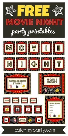 free movie night party printables