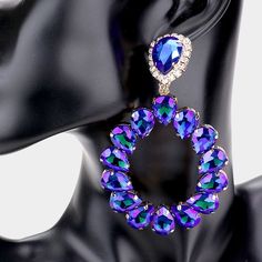 Large Royal Blue Crystal Teardrop Hoop Earrings, New Measurements: 3.5 Inches In Length 2.25 Inches In Width Teardrop Blue Jewelry For Party, Blue Teardrop Jewelry For Party, Blue Hoop Earrings For Party, Blue Metal Dangle Hoop Earrings, Metal Teardrop Hoop Earrings For Party, Blue Teardrop Earrings For Party, Blue Round Crystal Earrings In Metal, Pandora Heart Earrings, Hot Earrings