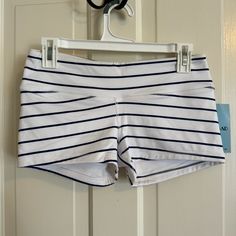 Brand New With Tags Fleo Jackie Sailor 2.0 Shorts - Medium. Never Worn. In Perfect Condition. White Stretch Beachwear Bottoms, White Stretch Swimming Bottoms, White Stretch Swimwear Short Length, White Swimming Bottoms With Built-in Shorts, Striped Stretch Summer Shorts, White Stretch Summer Bottoms, White Workout Bottoms For Beach Season, White Short Length Beachwear Bottoms, Stretch Striped Vacation Bottoms