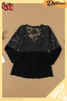 Black V Neckline Lace Shoulder Patchwork Blouse Fall V-neck Blouse With Lace Patchwork, Black Lace Top For Layering, Black Long Sleeve Lace Top For Fall, Black Patchwork Blouse For Fall, Black Patchwork Tops For Work, Black Long Sleeve Tops With Lace Patchwork, Black Long Sleeve Top With Lace Patchwork, Black Lace Tops For Layering, Black Lace Top For Fall