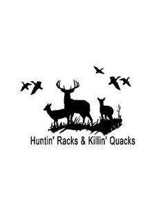 the logo for hunting racks and killn'quacks, with birds flying around