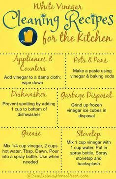 a recipe for cleaning the kitchen with instructions on how to clean it and what to use