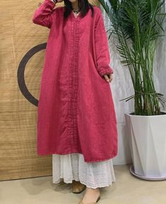 "【Fabric】 linen 【Color】 rose red, red, purple, coffee 【Size】 Shoulder width 44cm/ 17\" sleeve 54cm/ 21\" Bust 128cm / 49\" Length 116cm / 45\" Washing & Care instructions: -Hand wash or gently machine washable do not tumble dry -Gentle wash cycle (40oC) -If you feel like ironing (although should not be necessary) , do it with steam or while the dress is still slightly wet -Do not bleach If you like this dress, perhaps you will also like other dresses from our collection. Be sure to check our sho Spring Linen Dress With Long Sleeves In Solid Color, Long Sleeve Solid Color Linen Dress For Spring, Spring Solid Color Long Sleeve Linen Dress, Solid Linen Long Sleeve Dress For Spring, Solid Long Sleeve Linen Dress For Spring, Long Sleeve Linen Dress For Spring, Spring Long Sleeve Linen Dress With Pockets, Long Sleeve Solid Color Linen Dress, Pink Long Sleeve Linen Dress For Spring