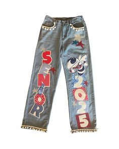 Customer Provides Jeans Senior Jeans, Spirit Jeans, Senior Jeans, School Spirit Jeans, Handpainted Jeans, Custom Painted Jeans,senior Denim - Etsy Painted Jeans Senior, School Spirit Jeans, Spirit Jeans Ideas, Senior Denim, Custom Painted Jeans, Handpainted Jeans, Senior Pants, Spirit Jeans, Senior Year Things