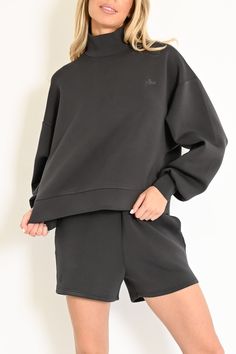 Designed for layering in mind, the Maya Scuba Pullover is made from our soft, stretchy scuba fabric with spandex and is finished with a flattering, modern mock neck. Scuba fabric with stretchy spandex Dark charcoal coloring Mock neck collar neckline Fitted wrists Measurements for size S — bust: 25", length: 22" 74% Recycled Rayon, 17% Nylon, and 9% Spandex Your order will ship from our warehouse in FL, USA! Scuba Fabric, Charcoal Color, Waist Pants, Neck Collar, Athleisure, Mock Neck, Layering, Spandex, Collar