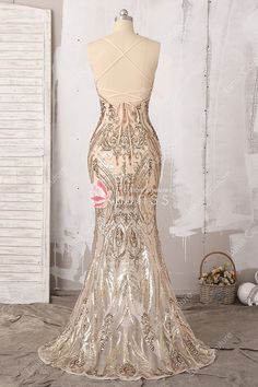 20s Inspired Prom Dress, 20s Themed Prom Dresses, Gold Long Dress Formal, Prom Sequin Mermaid Evening Dress, Prom Evening Dress With Sequins In Mermaid Silhouette, Sequin Mermaid Silhouette Prom Dress, Backless Sequin Mermaid Dress For Prom, Champagne Sequined Mermaid Prom Dress, Champagne Sequined Mermaid Dress For Prom