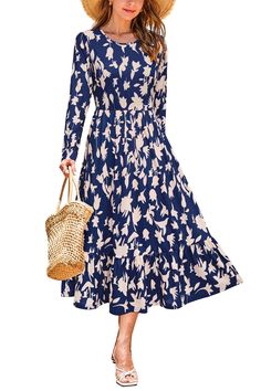 PRICES MAY VARY. Long Sleeve Dress for Women: S=US 4-6, M=US 8-10, L=US 12-14, XL=US 16-18. Casual loose style, please check the size chart carefully before purchasing! Designed with a soft and lightweight fabric, The womens midi dress ensures all-day comfort in spring, summer and fall Fall Maxi Dress Design: This casual dresses for women features a classic crewneck, empire waist, side pockets and the special tiered hemline make it look more pretty and cute. It's the great choice for early fall Cotton Long Dress Designs, Autumn Church Outfits, Petite Winter Dresses, Flowy Wedding Guest Dress, Midi Dress A Line, Casual Winter Dress, Fall Cocktail Dress, Fall Maxi Dress, Maxi Dress Design