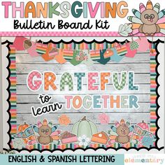 a wooden sign that says, grateful to learn spanish and spanish lettering with an image of a