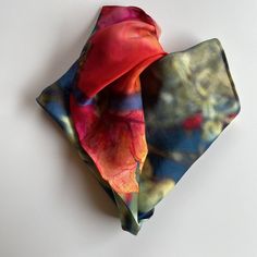 Bougainvillea Scarf Elegant Multicolor Rectangular Silk Scarf, Elegant Multicolor Rectangular Pocket Square, Bohemian Silk Square Scarf, Multicolor Rectangular Pocket Square For Gift, Multicolor Rectangular Silk Scarves, Multicolor Silk Rectangular Scarf, Bohemian Silk Scarves For Gifts, Red Square Silk Scarf For Gifts, Multicolor Silk Rectangular Scarves