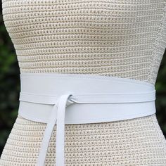 REVERSIBLE White leather - 2 sided Sash Obi Wrap Belt Custom - XS S M L XL  Petite & Plus Size - 3 i Obi Wrap Belt, Tapered Sides, Petite Plus Size, Wrap Belt, Leather Wraps, White Leather, Belts, Plus Size, Pure Products