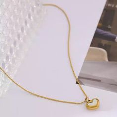 18K Gold Plated Stainless Steel Heart Shaped Pendant Mangalsutra Designs Gold, Mangalsutra Chain, Heart Shaped Pendant, Mangalsutra Designs, Jewelry Accessories Ideas, Accessories Ideas, Heart Shape Pendant, Gold Heart, Heart Of Gold