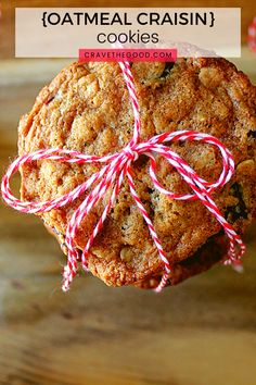 an oatmeal raisin cookie with candy canes