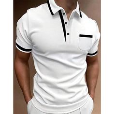 Season:Summer; Fabric:Polyester; Sleeve Length:Short Sleeve; Look After Me:Wet and Dry Cleaning,Washable; Gender:Men's; Style:Comfortable,Fashion,Basic; Elasticity:Micro-elastic; Tops Type:Button Up Polos,Golf Shirt,Polo Shirt; Occasion:Sports,Casual,Holiday; Fit Type:Regular Fit; Pattern:Color Block; Design:Pocket,Patchwork; Neckline:Lapel; Listing Date:01/02/2024; Bust:; Length:; Shoulder Width:; Sleeve: Summer Polo Shirt With Button Closure And Casual Collar, Summer Casual Collar Polo Shirt With Button Closure, Fitted Polo Shirt With Pockets, Collared Polo Shirt With Buttons For Summer, Spring Short Sleeve Polo Shirt, Fitted Casual Polo Shirt With Pockets, Fitted Short Sleeve Polo Shirt With Pockets, Fitted Collared Polo Shirt With Pockets, White Shirt With Pockets And Casual Collar