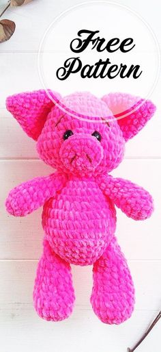 a pink crocheted stuffed animal with the words free pattern above it