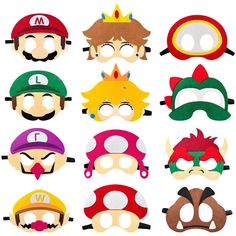 the mario brothers masks are all different colors