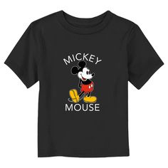 Who knew that dressing "mousey" could be so cute!? Celebrate Walt Disney's most iconic character with this officially licensed Disney Mickey Mouse and Friends Retro Mickey Toddlers' Graphic T-shirt! This adorable tee features a retro Mickey Mouse giving his favorite pose across the front. Grab some new Mickey and Friends apparel for the youngest members of the family and make their next trip to the Disney parks a memorable one! Black Disney T-shirt For Disney Trips, Playful Mickey Mouse T-shirt For Disney Fan Events, Black Pre-shrunk T-shirt For Disney Trips, Themed Mickey Mouse Short Sleeve T-shirt, Fun Mickey Mouse T-shirt For Disney Fan Events, Mickey Mouse Themed Short Sleeve T-shirt, Playful Cotton Mickey Mouse T-shirt, Black Disney T-shirt For Fan Events, Themed Black T-shirt For Disney Fan Events